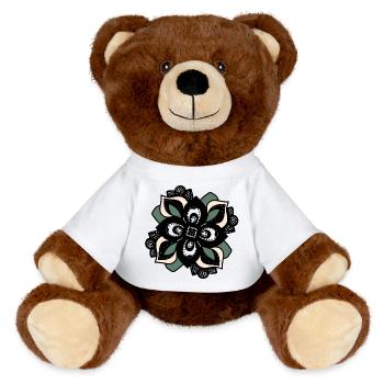 Mandala Fleur Pêche Verte - Nounours RecycelBär® marron - blanc - Devant