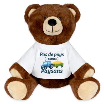 Kein Land ohne Bauern - MiniFeet® RecycelBär® Braun - Weiß - Vorne