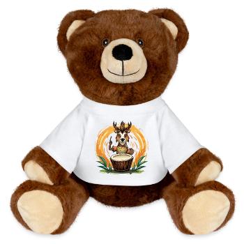 Cerfs à tambour dans le cercle sauvage - Nounours RecycelBär® marron - blanc - Devant