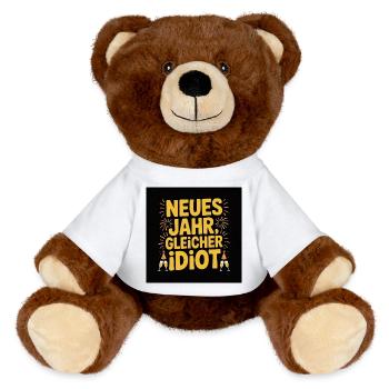 Neues Jahr, gleicher Idiot - MiniFeet® RecycelBär® Braun - Weiß - Vorne