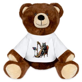 Rat in suit playing harp graffiti - MiniFeet® RecycelBär® Teddy Bear Brown - white - Front