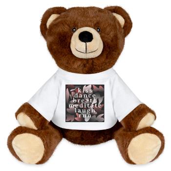 Baiser, danser, respirer, méditer, rire, courir. - Nounours RecycelBär® marron - blanc - Devant