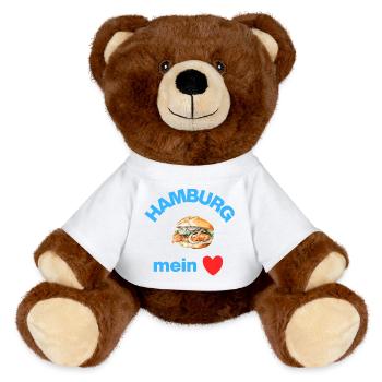 Hambourg ❤️, Fish Rolls Love ! Fischkopp - Nounours RecycelBär® marron - blanc - Devant
