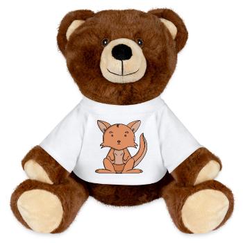 Niedliches Känguru, niedliches Kawaii, australisches Tier - MiniFeet® RecycelBär® Braun - Weiß - Vorne