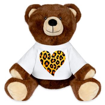 Leopard Herz Muster - MiniFeet® RecycelBär® Braun - Weiß - Vorne