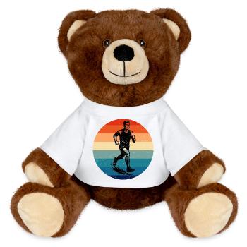 Tolles Rennen Geschenk für Rennen - MiniFeet® RecycelBär® Braun - Weiß - Vorne