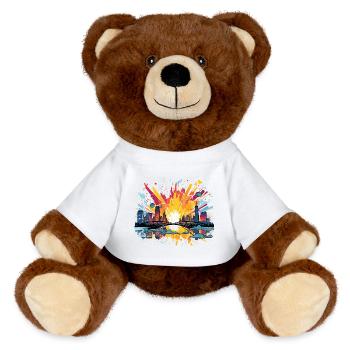 Stadtfeuerwerk Skyline Spritz - MiniFeet® RecycelBär® Braun - Weiß - Vorne