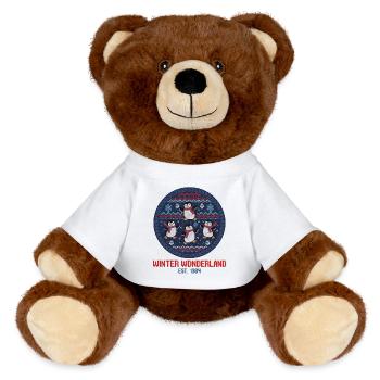 Motif Winter wonderland Penguins Winter Wonderland - MiniFeet® RecycelBär® Teddy Bear Brown - white - Front