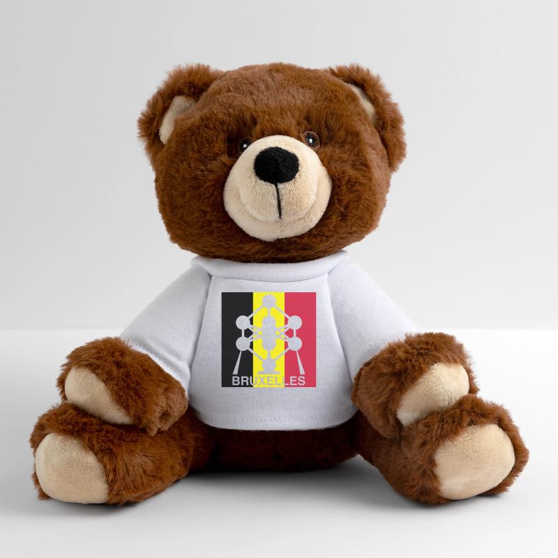 Atomium Brussels – Belgian Flag Square Design MiniFeet® RecycelBär® Teddy Bear Brown
