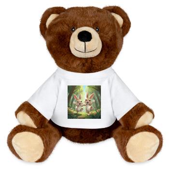 Hopping heroes in the forest - MiniFeet® RecycelBär® Teddy Bear Brown - white - Front