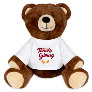 Bon scénario de Thanksgiving avec feuilles - Nounours RecycelBär® marron - blanc - Devant