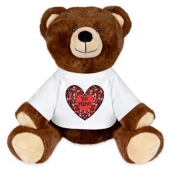 Be Mine Intricate Heart Mosaic - MiniFeet® RecycelBär® Teddy Bear Brown - white - Front
