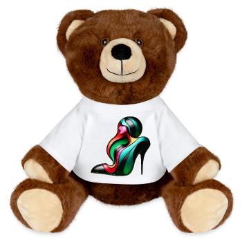 Art de la femme à talons hauts avec illusion d’optique - Nounours RecycelBär® marron - blanc - Devant