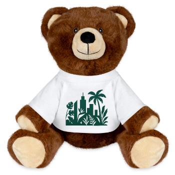 Silhouette de la silhouette de la ligne d’horizon de la ville de la jungle - Nounours RecycelBär® marron - blanc - Devant