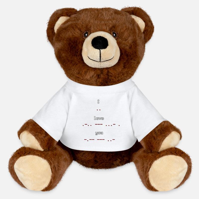 Retro Pixel Art Morse Code I Love you - MiniFeet® RecycelBär® Teddy Bear Brown - white
