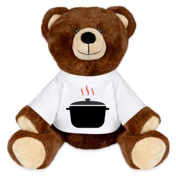 Cooking Pot Steam Cooking - MiniFeet® RecycelBär® Teddy Bear Brown - white - Front