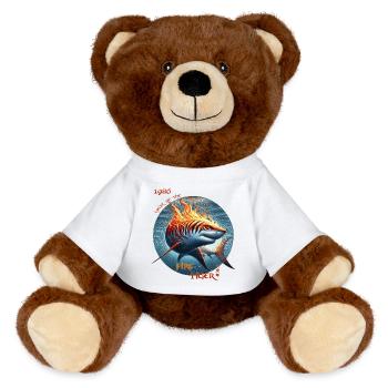 Fire-Tiger 1986 – Der brennende Tigerhai - MiniFeet® RecycelBär® Braun - Weiß - Vorne
