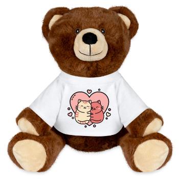 Heartfelt Cat Hug Duo - MiniFeet® RecycelBär® Teddy Bear Brown - white - Front