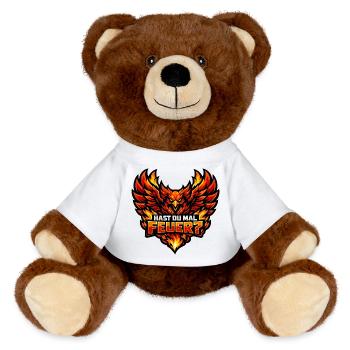 Hast du Mal Feuer Phönix - Makaberer Spruch - MiniFeet® RecycelBär® Braun - Weiß - Vorne