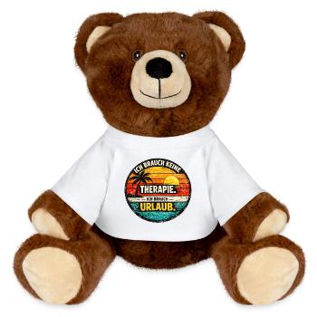 Urlaub statt Therapie Retro Kreis - MiniFeet® RecycelBär® Braun - Weiß - Vorne