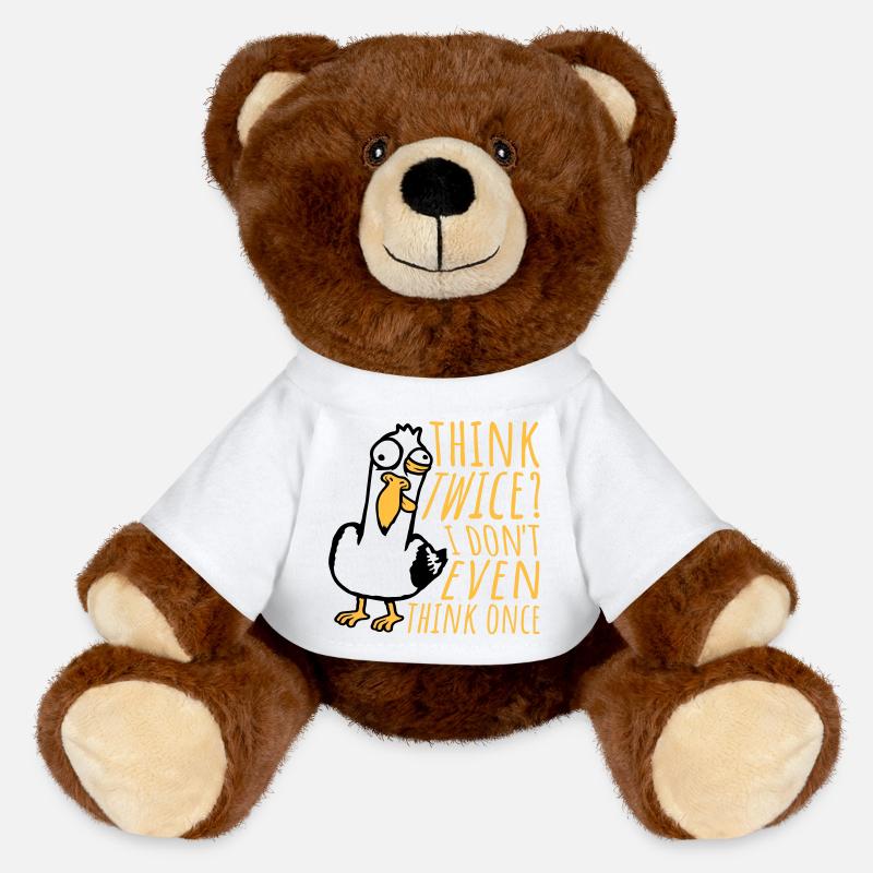 Seagull Crazy Think Twice? I Don't Even Think Once - MiniFeet® RecycelBär® Teddy Bear Brown - white