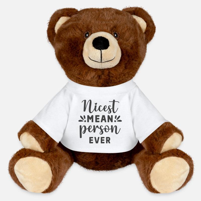 Nicest Mean Person Ever – Lustiges Statement - MiniFeet® RecycelBär® Braun - Weiß