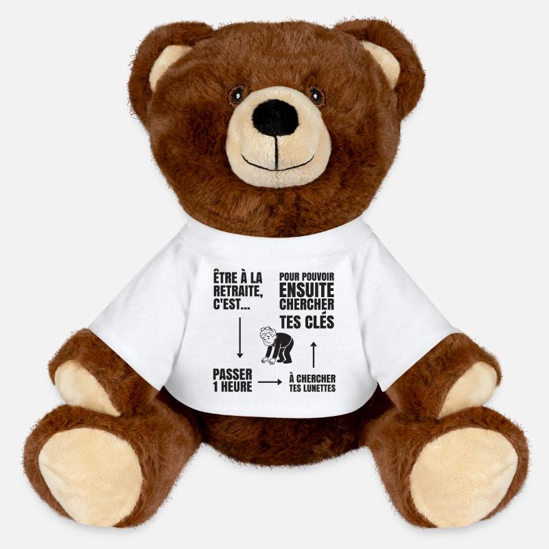 Retired With or Without Glasses (black text) - MiniFeet® RecycelBär® Teddy Bear Brown - white