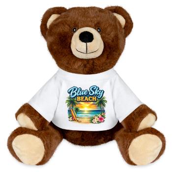 Blue Sky Beach Sunset - MiniFeet® RecycelBär® Teddy Bear Brown - white - Front