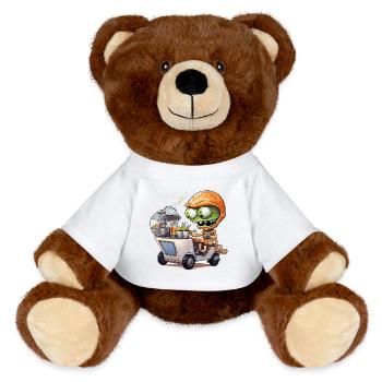 Camionneur de snacks extraterrestres - Nounours RecycelBär® marron - blanc - Devant