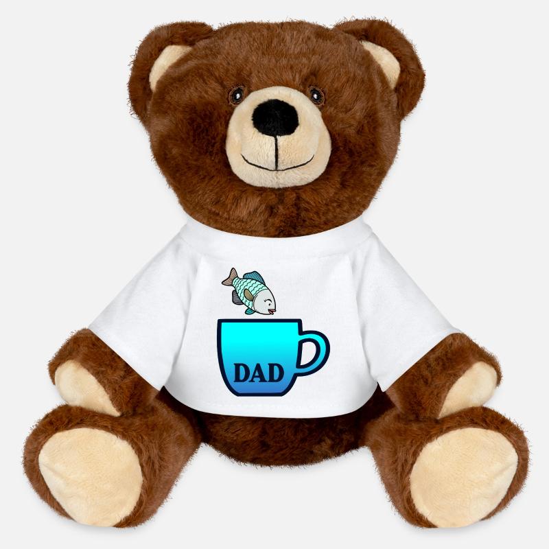 Fishing Dad Coffee - MiniFeet® RecycelBär® Teddy Bear Brown - white