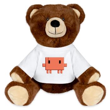 Claude Code Pixel AI Mascot Dev Sticker - Nounours RecycelBär® marron - blanc - Devant