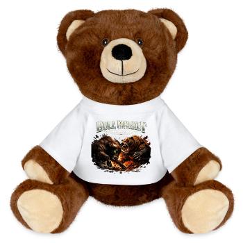 Bull Market State of Mind – Bull vs. Bear Design - MiniFeet® RecycelBär® Teddy Bear Brown - white - Front