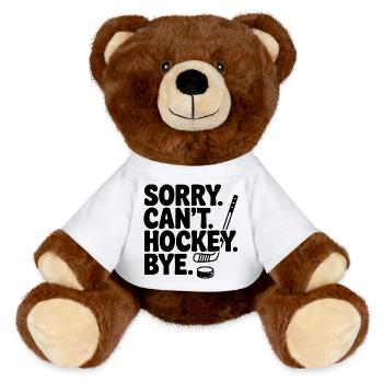 Entschuldigung. Geht nicht. Eishockey. Tschüss. - MiniFeet® RecycelBär® Braun - Weiß - Vorne