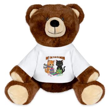 Counting Kittens Knitting Duo - MiniFeet® RecycelBär® Teddy Bear Brown - white - Front