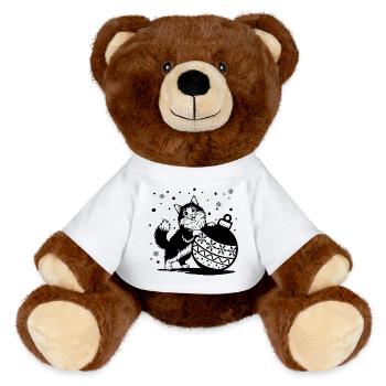 Cute fluffy cat with a Big Christmas Bauble – St. - MiniFeet® RecycelBär® Teddy Bear Brown - white - Front