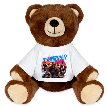 Mes collègues font meuh humour éleveur de vaches - Nounours RecycelBär® marron - blanc - Devant