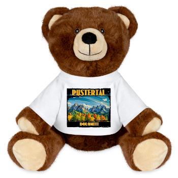 Val Pusteria Dolomites - MiniFeet® RecycelBär® Teddy Bear Brown - white - Front