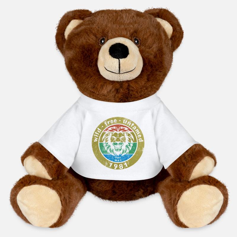 45. Geburtstag Sauvage, libre et indompté depuis 05/1981 - Nounours RecycelBär® marron - blanc