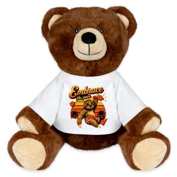Paresseux rétro : Adoptez le rythme – Paresseux en bloc - Nounours RecycelBär® marron - blanc - Devant