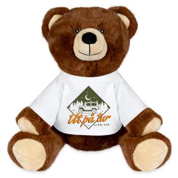 En voyage, ne jamais s'arrêter – Conception de camping norvégienne - Nounours RecycelBär® marron - blanc - Devant