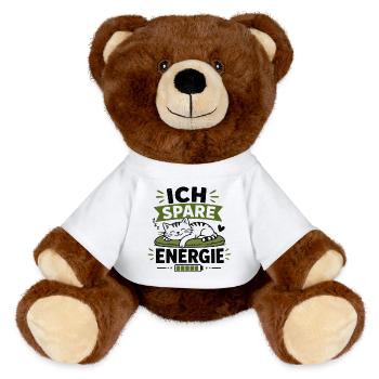 Ich Spare Energie Katze - MiniFeet® RecycelBär® Braun - Weiß - Vorne