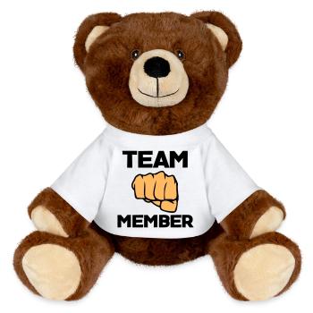 Combative Fist Icon - MiniFeet® RecycelBär® Teddy Bear Brown - white - Front