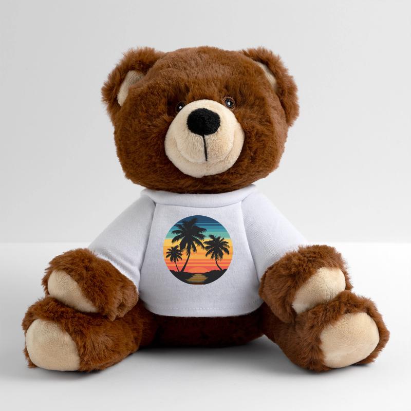 Tropical sunset with palm trees MiniFeet® RecycelBär® Teddy Bear Brown