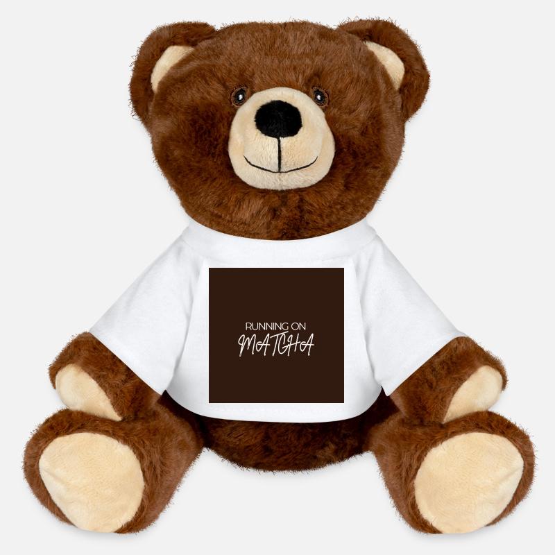 "RUNNING ON MATCHA" Graphic Tee Design - MiniFeet® RecycelBär® Teddy Bear Brown - white