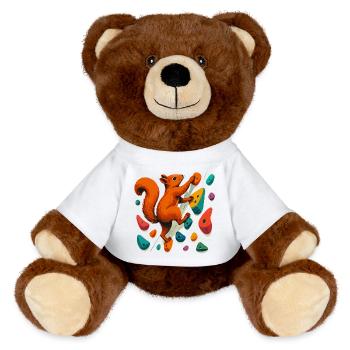 Eichhörnchen am Fels: Motivation & Boulder-Art - MiniFeet® RecycelBär® Braun - Weiß - Vorne