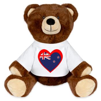 Ngākau Whero Aotearoa - MiniFeet® RecycelBär® Teddy Bear Brown - white - Front