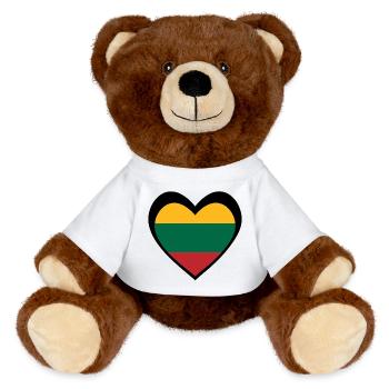 Juoda Širdis Lietuva - Nounours RecycelBär® marron - blanc - Devant