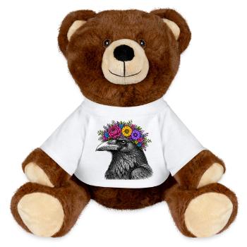 Crow's Head with Flower Crown - MiniFeet® RecycelBär® Teddy Bear Brown - white - Front