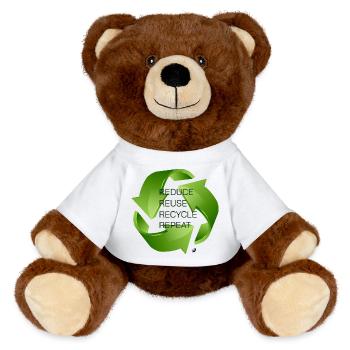 Illustration des trois flèches vertes de recyclage - Nounours RecycelBär® marron - blanc - Devant