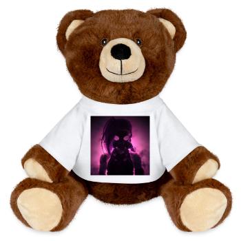 Neon gas mask in night light - MiniFeet® RecycelBär® Teddy Bear Brown - white - Front